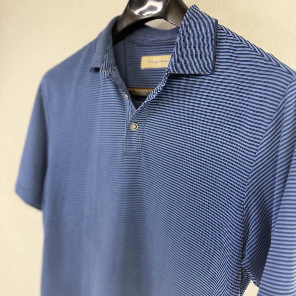 Tommy Bahama Blue Striped Polo Medium